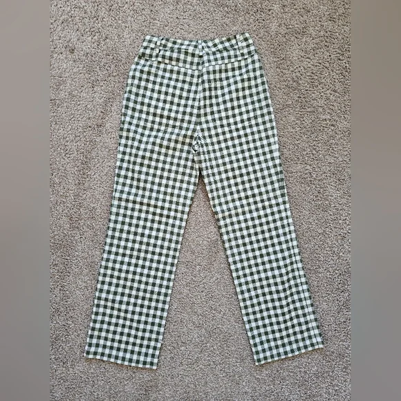 Reformation Franklin Pant In Green Check Size 2